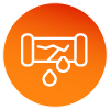 Icon representing a leaking pipe with water droplets.