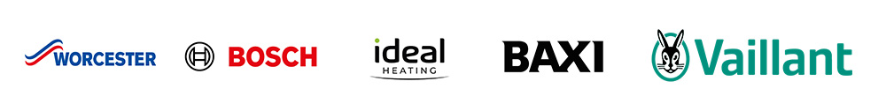 Worcester, Bosch, Ideal Heating, Baxi, and Vaillant logos displayed together